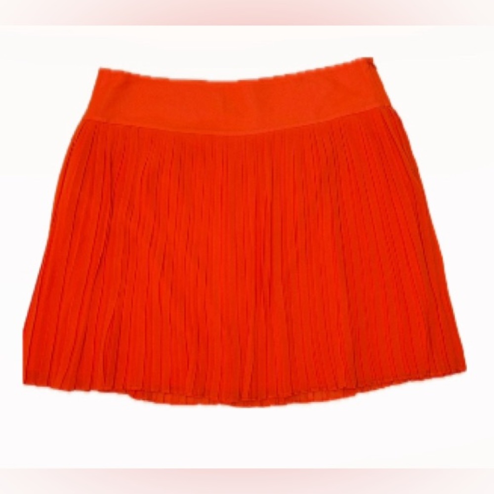 LOFT Orange Pleated Skirt Size 12